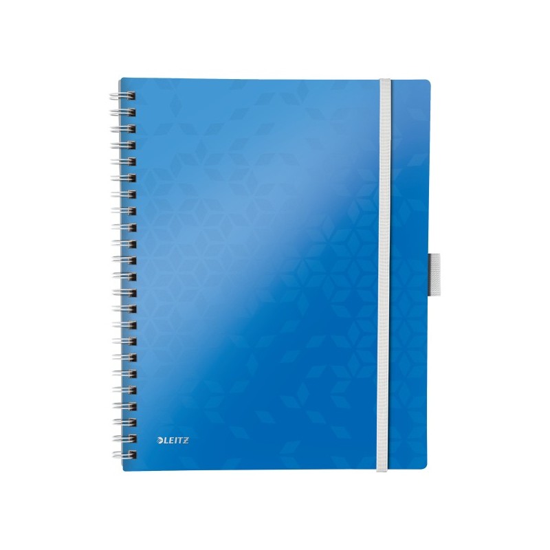 Caiet Leitz WOW Be Mobile, PP, FSC, reciclabil, A4, 80 coli, cu spira, matematica, albastru