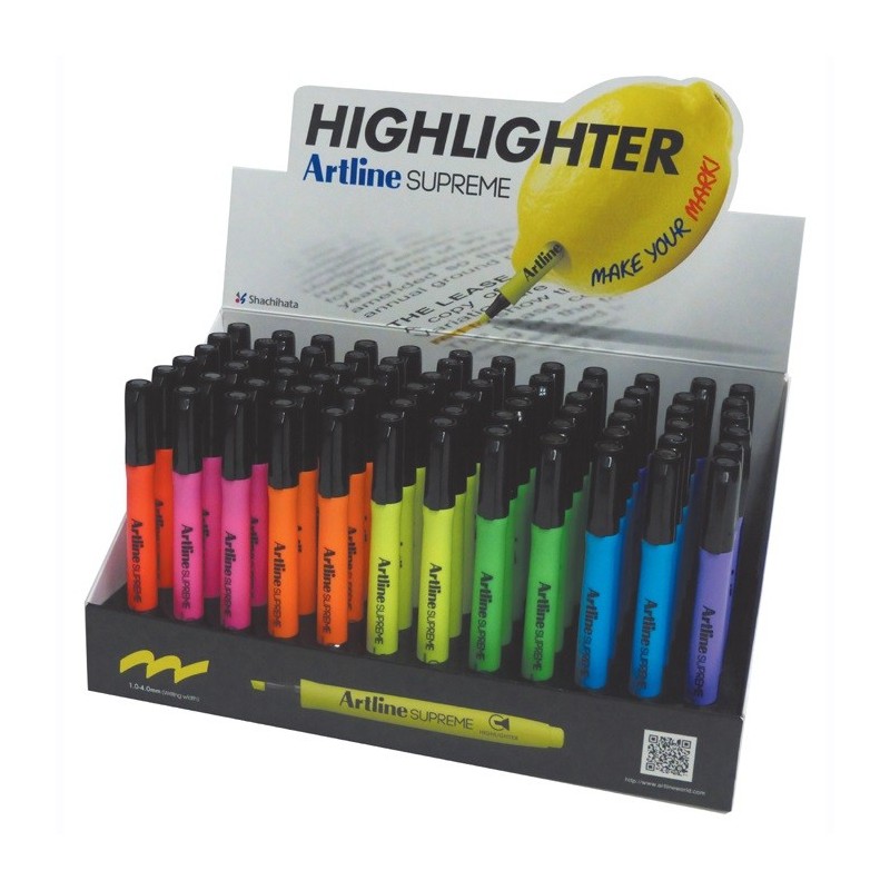 Display ARTLINE textmarker Supreme 1-4mm, 5 cul x 12 buc + 2 cul x 6 buc/display - diverse culori