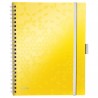 Caiet de birou Leitz WOW Be Mobile, PP, FSC, reciclabil, A4, 80 coli, cu spira, dictando, galben