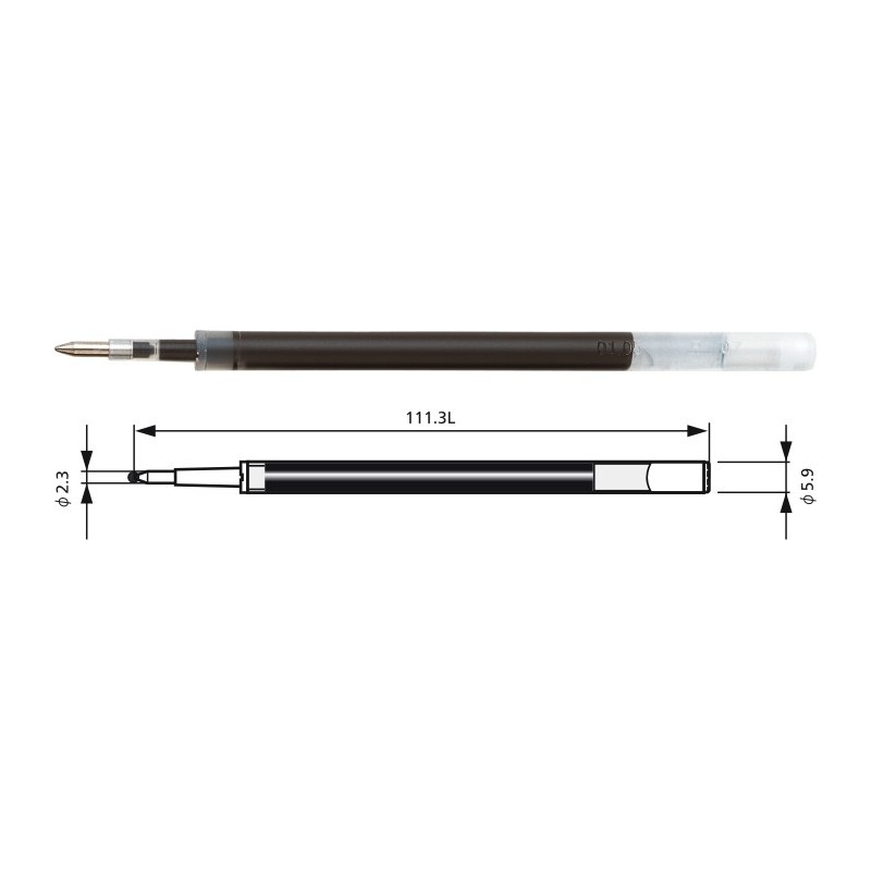 Rezerve cu gel PENAC GBR3, 2 buc/set, 0.7mm, pentru Inketti, FX-7, CCH-3 gel - neagra