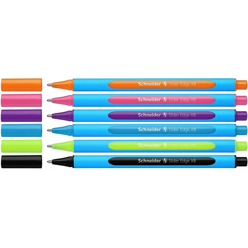 Pix SCHNEIDER Slider Edge XB, rubber grip, varf 1.4mm, 6 culori pastel/set