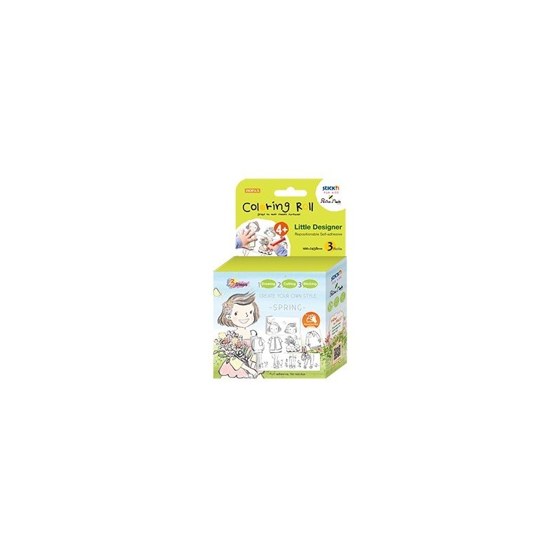 Cutie creativa cu role pentru colorat, 3 buc/set, Stick"n Little Designer - primavara