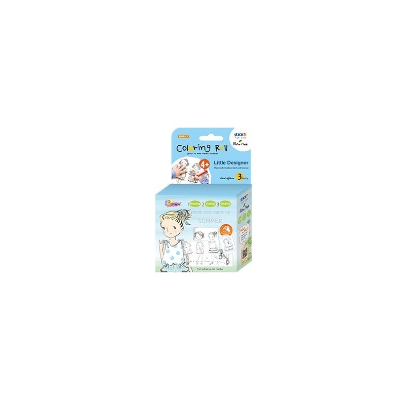 Cutie creativa cu role pentru colorat, 3 buc/set, Stick"n Little Designer - vara