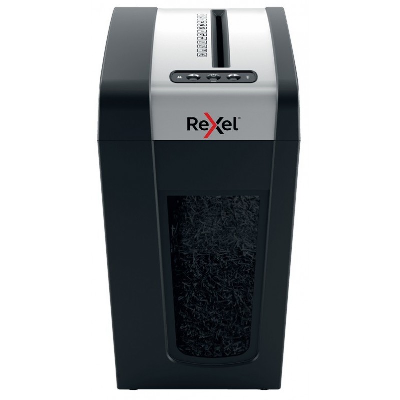 Distrugator documente manual REXEL SECURE MC6 Slim, P5, micro-cut (particule), 6 coli, 18l, negru-ar