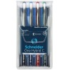 Roller cu cerneala SCHNEIDER One Hybrid C, ball point 0.3mm, 4 culori/set - (N,R,A,V)