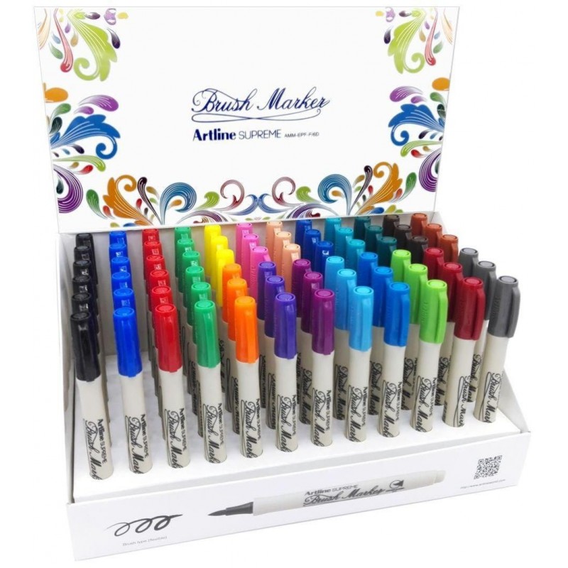 Display ARTLINE Supreme pentru colorat cu varf tip pensula , 72 buc/display