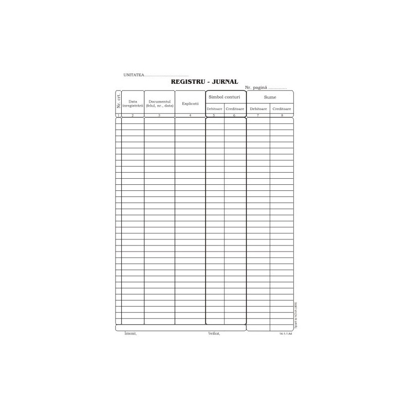 Registru jurnal , format A4, 100 coli/carnet