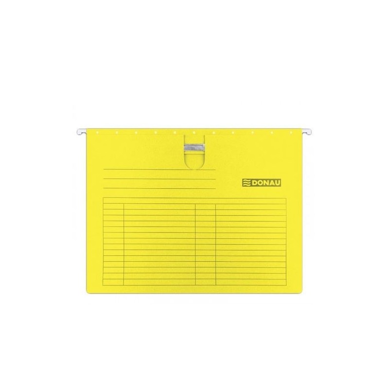 Dosar suspendabil cu sina, carton 230g/mp, bagheta metalica, 5 buc/set, DONAU - galben