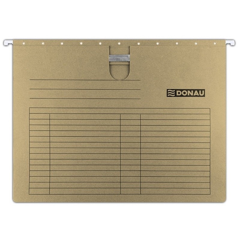 Dosar suspendabil cu sina, carton 230g/mp, bagheta metalica, 5 buc/set, DONAU - maro