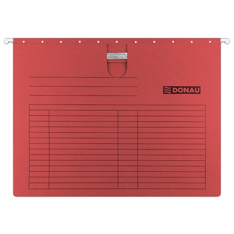 Dosar suspendabil cu sina, carton 230g/mp, bagheta metalica, 5 buc/set, DONAU - rosu