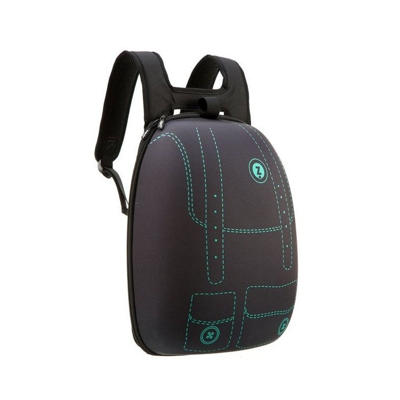Rucsac ZIPIT Shell - negru cu buzunare verzi