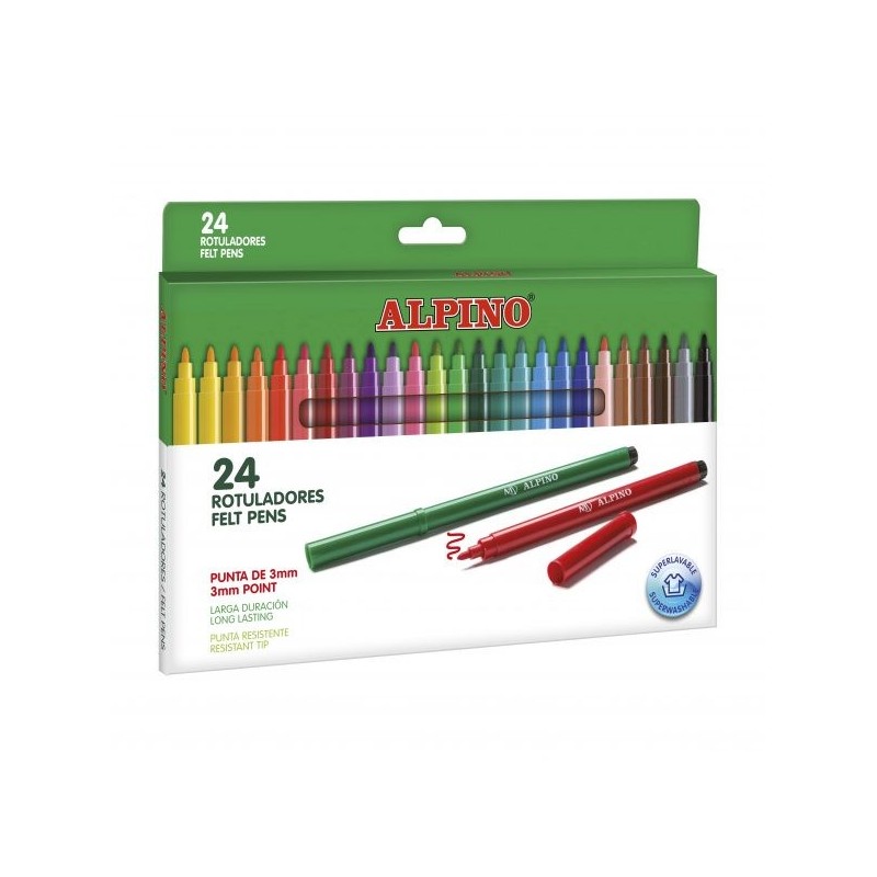 Carioca lavabila, varf liner 3 mm/tip, 24 culori/cutie, ALPINO Standard