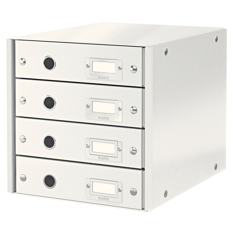 Cabinet cu sertare LEITZ WOW Click & Store, 4 sertare, carton laminat, A4, alb