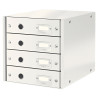 Cabinet cu sertare LEITZ WOW Click & Store, 4 sertare, carton laminat, A4, alb