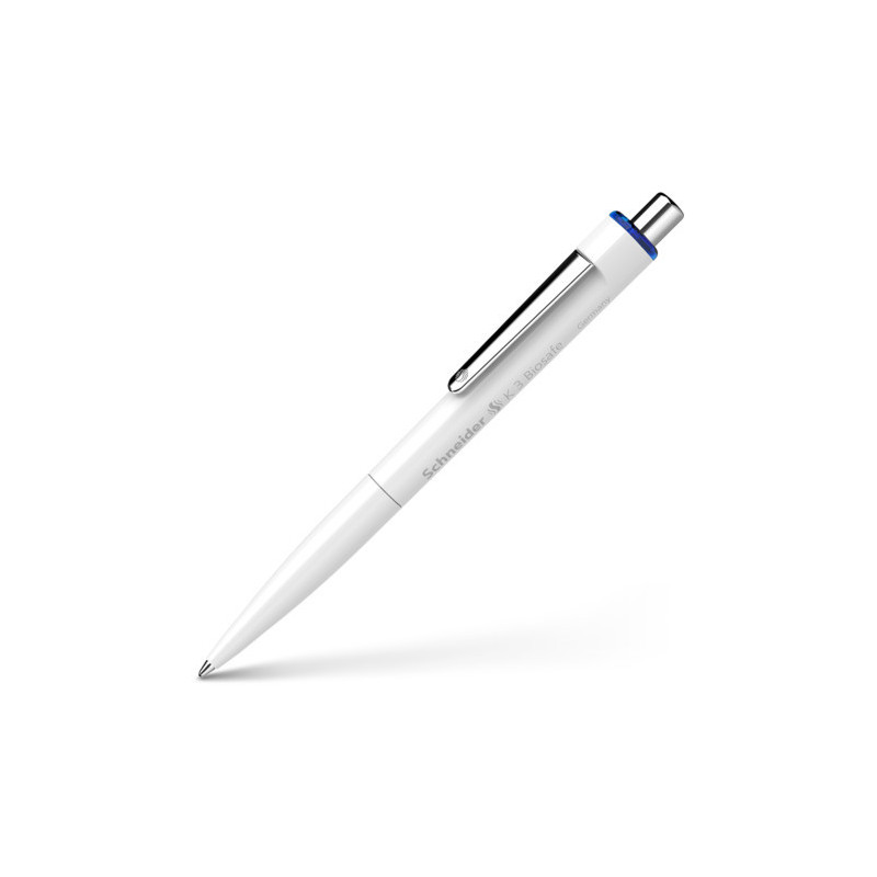 Pix SCHNEIDER K3 Bio, clema metalica, corp negru, plastic bio, amprenta neutra CO2 - scriere albastr