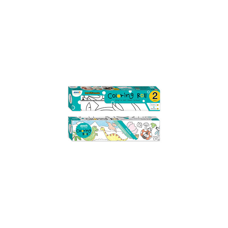 Set role autoadezive pentru colorat, 315x3550mm + 140x2440mm, Stick"n - Dinosaurus/Insects