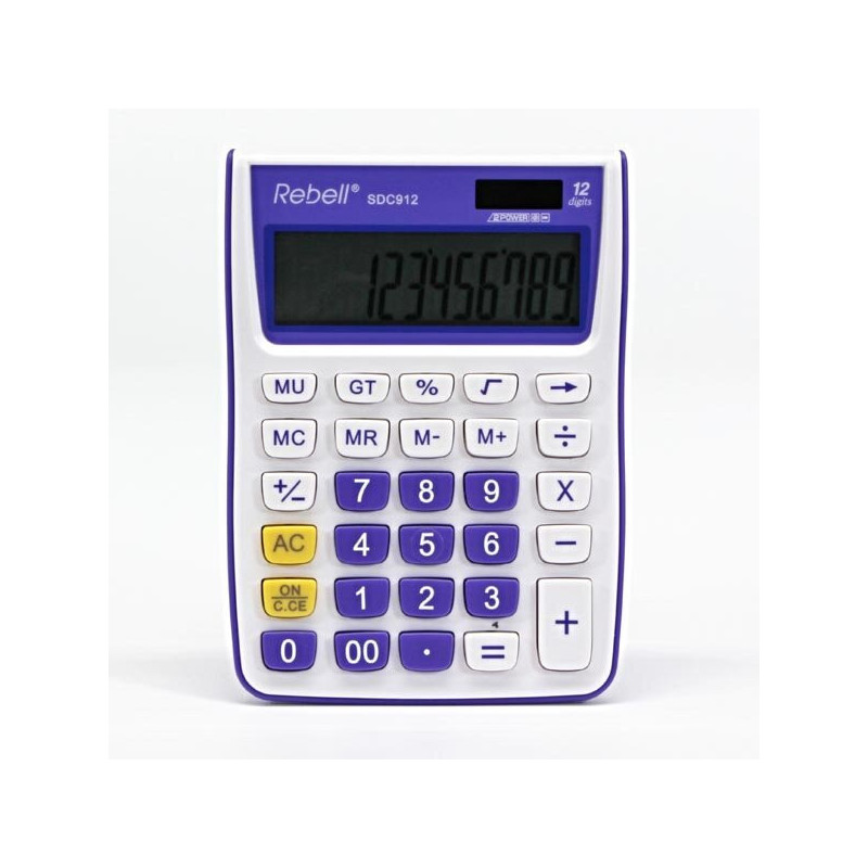 Calculator de birou, 12 digits, 145 x 104 x 26 mm, Rebell SDC 912 - alb/violet