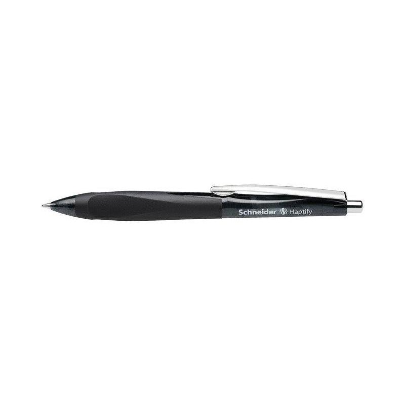 Pix SCHNEIDER Haptify, rubber grip, clema metalica, corp negru - scriere neagra