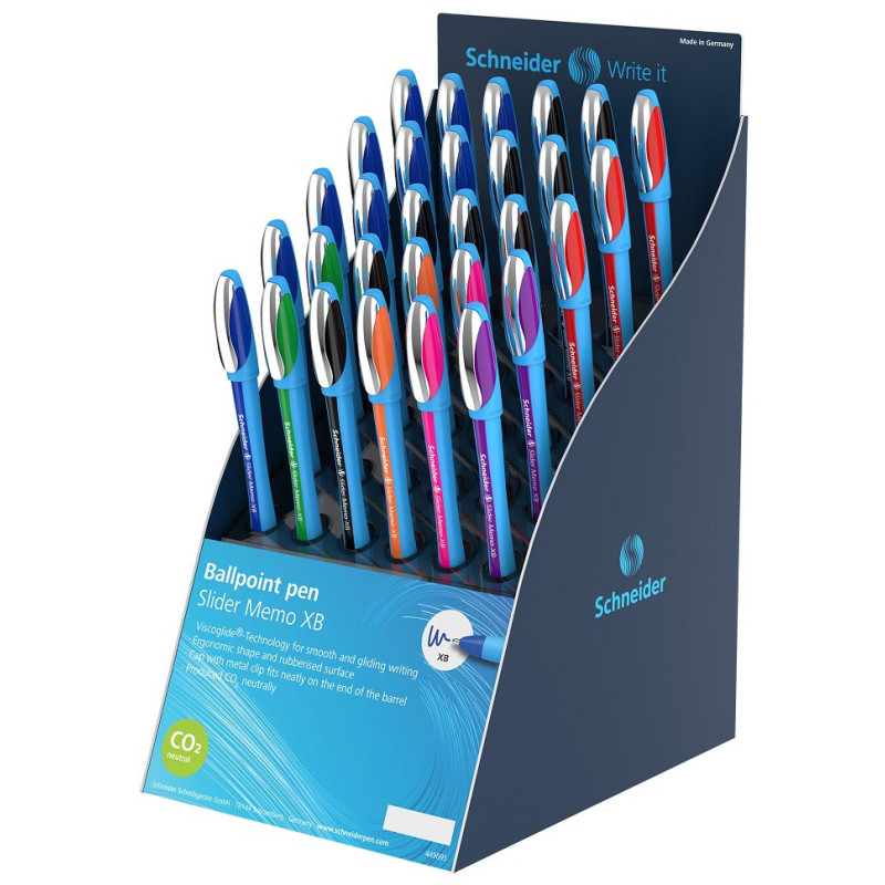 Display SCHNEIDER Slider Memo XB, 30 pixuri - (10 x albastru, 9 x negru, 3 x Ro, 2 x V, Or, Vi, roz)