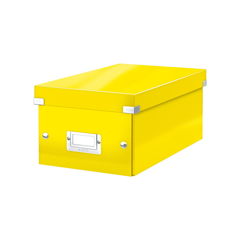 Cutie depozitare Leitz WOW Click & Store, carton laminat, pliabila, cu capac, 20x14x35 cm, galben