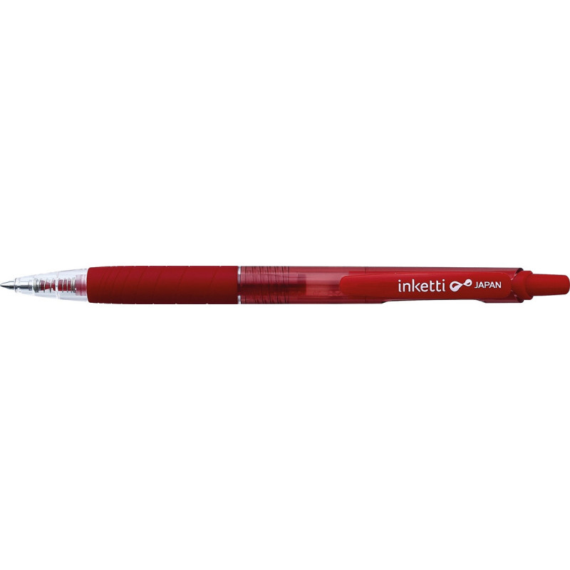 Pix cu gel PENAC Inketti, rubber grip, 0.7mm, corp rosu transparent - scriere rosie