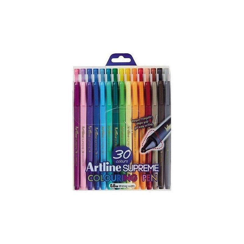 Liner ARTLINE Supreme, varf fetru 0.6mm, 30 culori/set