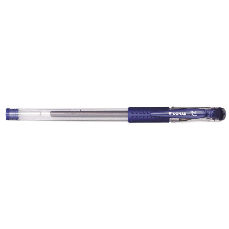 Pix transparent cu gel, rubber grip, 0.5 mm, cerneala rezistenta la apa, DONAU - albastru