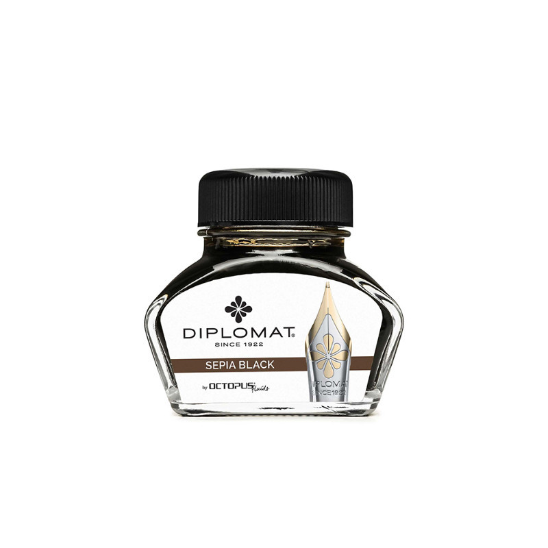 Calimara cu cerneala, 30ml, DIPLOMAT - negru sepia