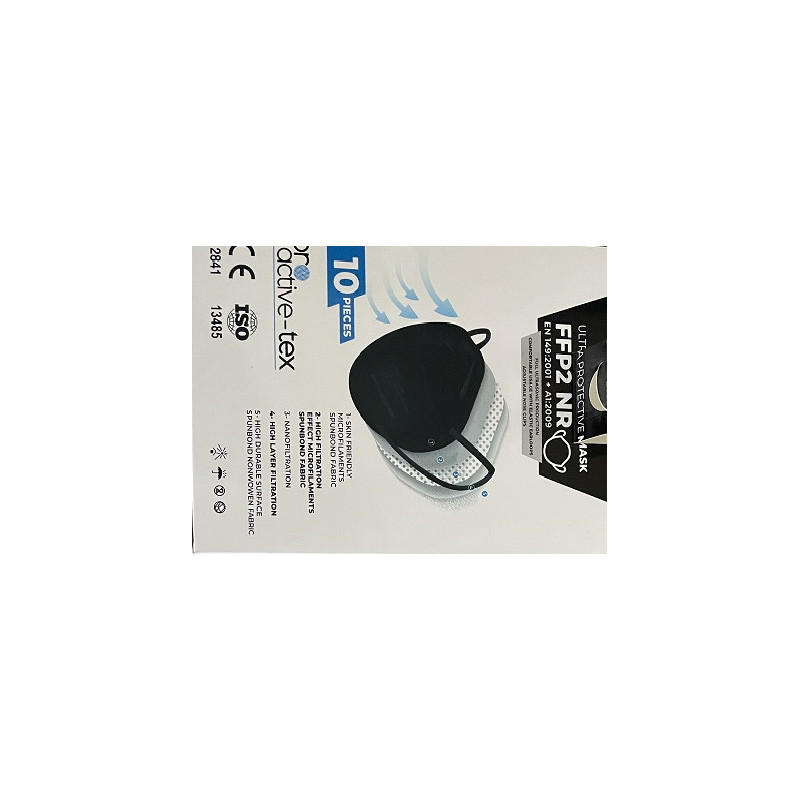 Masca respiratorie FFP2, ambalata individual, 10 buc/cutie, PRO-ACTIVE TEX - neagra