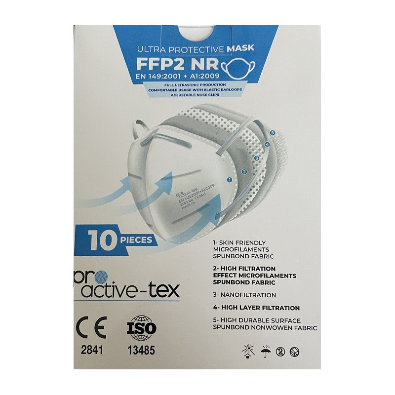 Masca respiratorie FFP2, ambalata individual, 10 buc/cutie, PRO-ACTIVE TEX - alba