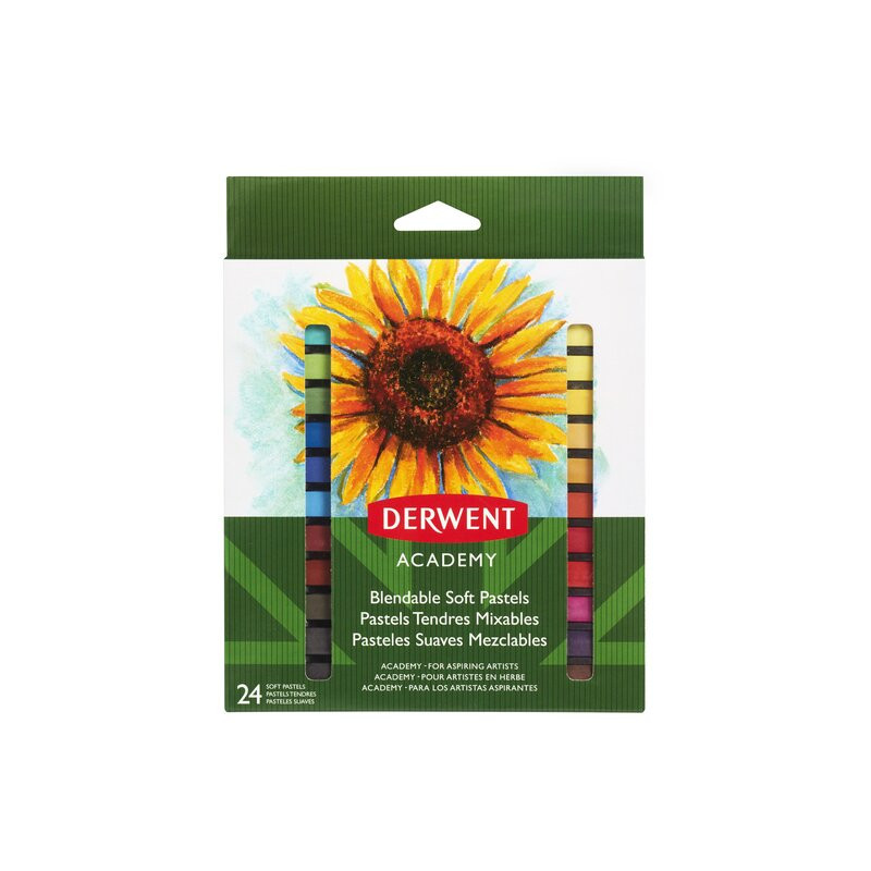 Creioane pastel soft DERWENT Academy, 24 buc/set, diverse culori