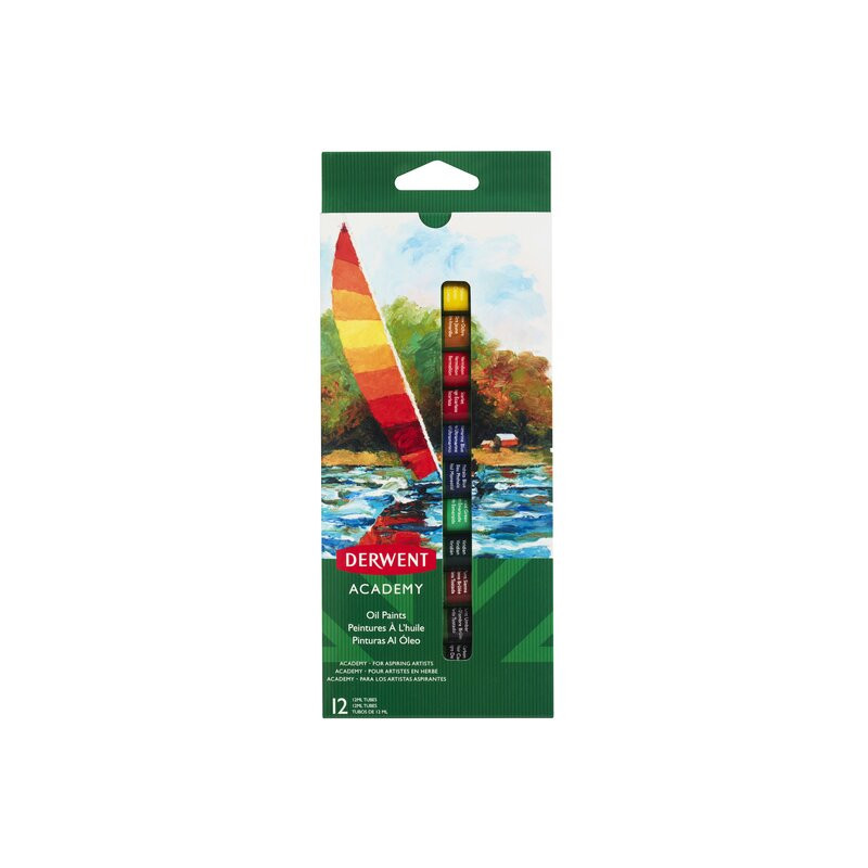 Culori ulei DERWENT Academy, 12 ml, 12 buc/set, diverse culori