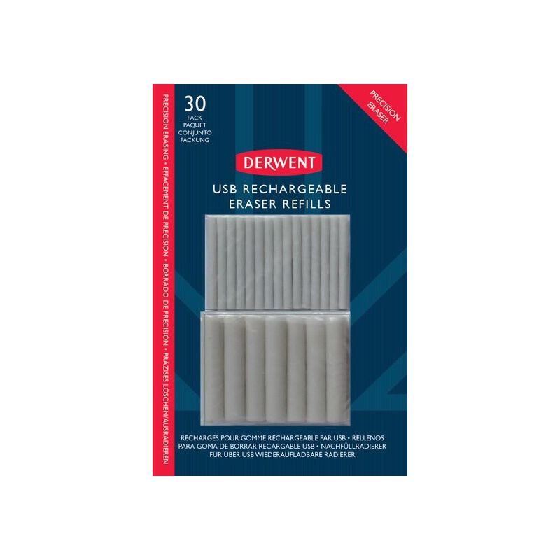 Rezerva radiera DERWENT Professional, pentru 2305810, 30 buc/ set, alb