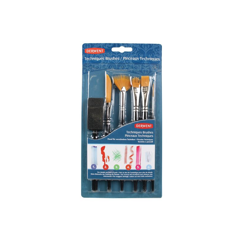 Pensula DERWENT Professional, pentru pictat, 6 buc/ set, diverse modele pentru diferite tehnici, bli