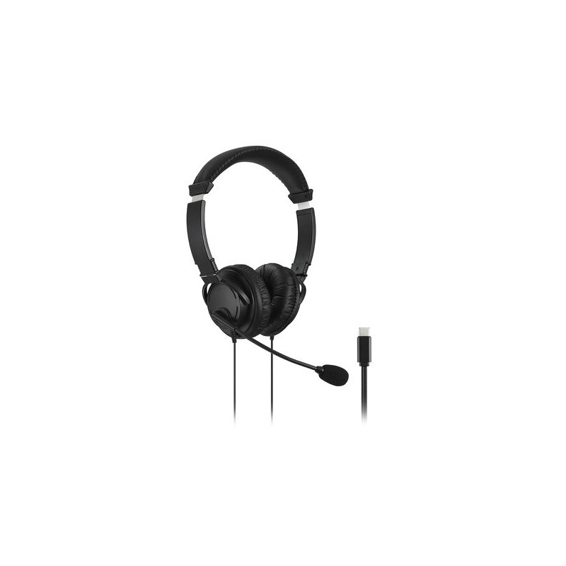 Casti Kensington, reglabile, microfon cu anulare sunet inclus, conexiune cablu USB-C 1.8 m, nergu