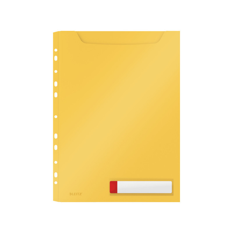 Mapa LEITZ Cosy Jumbo, PP, A4, 150 coli, pre-perforata, cu eticheta, 3 buc/set, galben chihlimbar