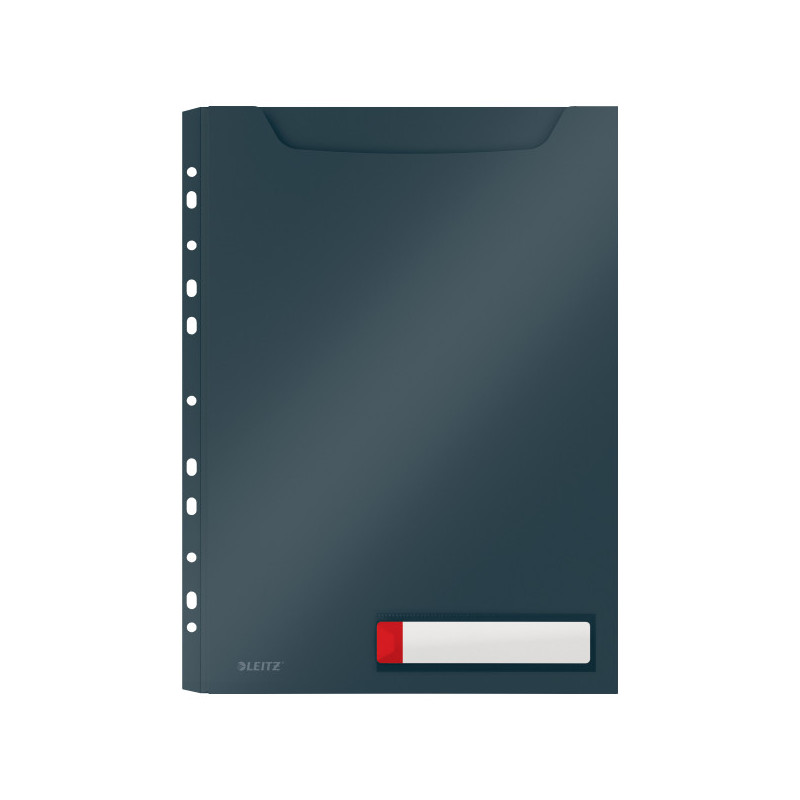 Mapa LEITZ Cosy Jumbo, PP, A4, 150 coli, pre-perforata, cu eticheta, 3 buc/set, gri antracit