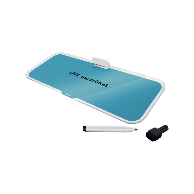 Tabla LEITZ Cosy, sticla, pentru birou, marker inclus, albastru celest