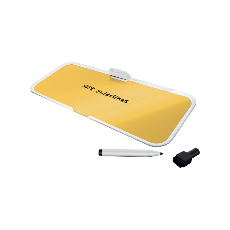 Tabla LEITZ Cosy, sticla, pentru birou, marker inclus, galben chihlimbar