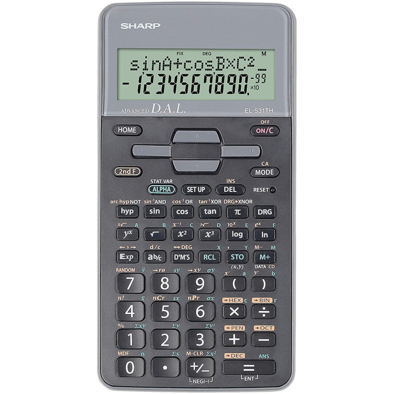 Calculator stiintific, 10 digits, 273 functii, 161x80x15mm, dual power, SHARP EL-531THGR-negru/verde