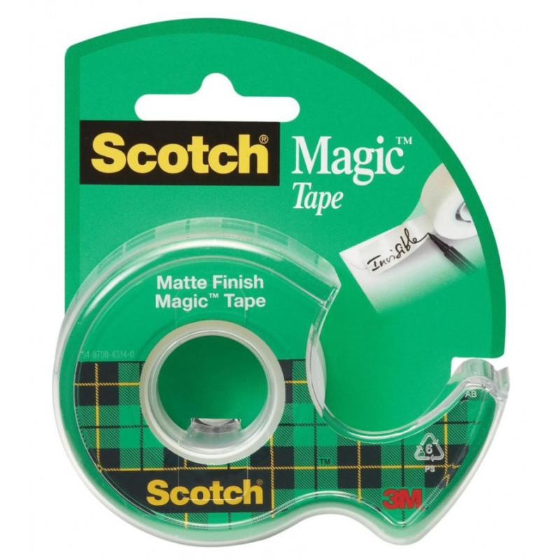 Dispenser cu banda adeziva transparent mata, invizibila la copiere, 19mm x 7.5m, 3M - SCOTCH Magic