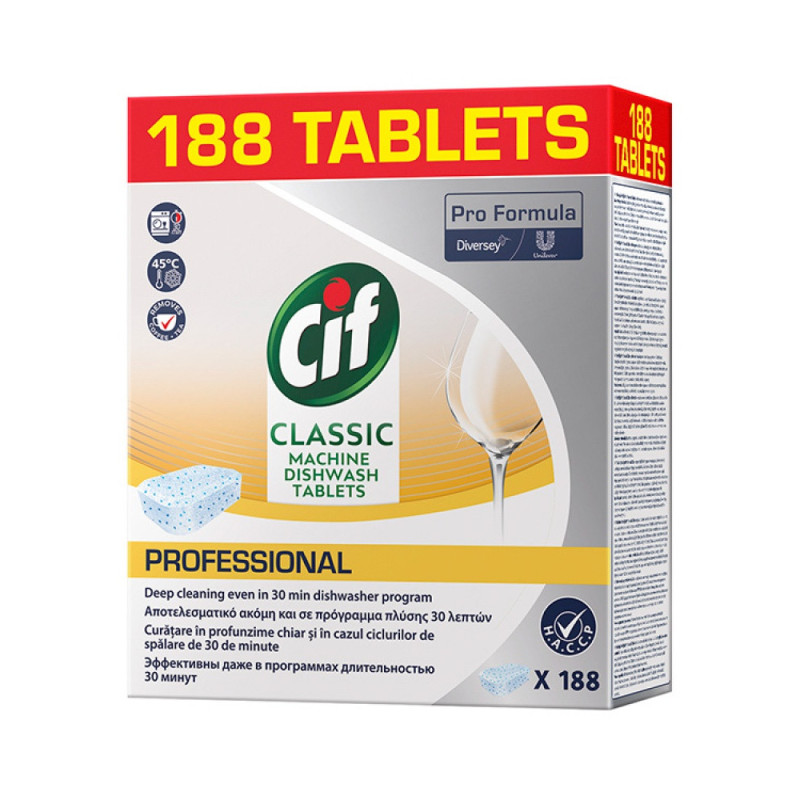 CIF Diversey Classic, tablete detergent pentru masina de spalat vase, 188 buc/cutie