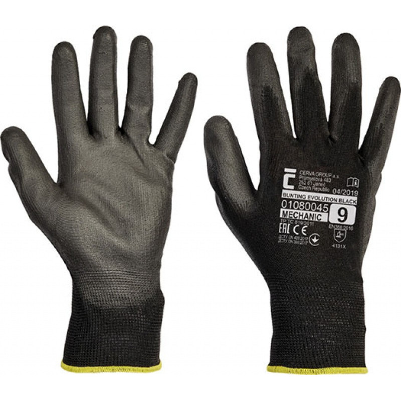 Manusi protectie Evolution, standard EN420, degete si palma cu polyurethan - marime 7 - negre