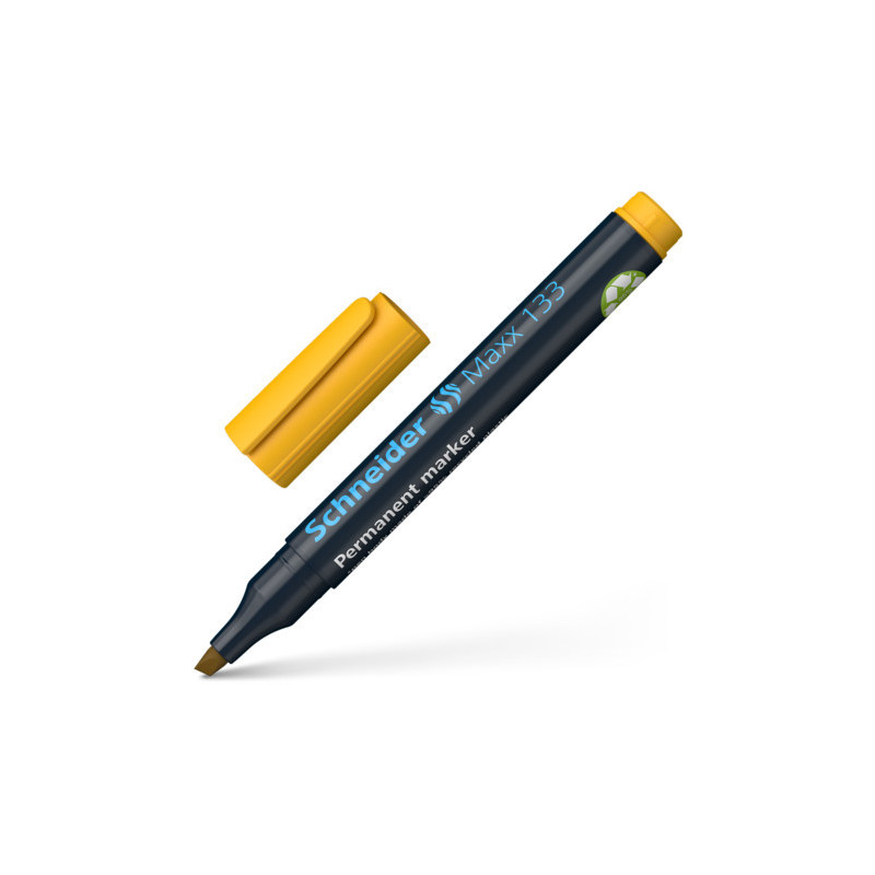Permanent marker SCHNEIDER Maxx 133, varf tesit 1+4mm - galben