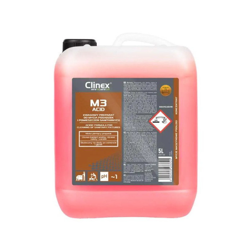CLINEX M3 Acid, 5 litri, detergent pentru suprafete sanitare, curata si neutralizeaza suprafetele