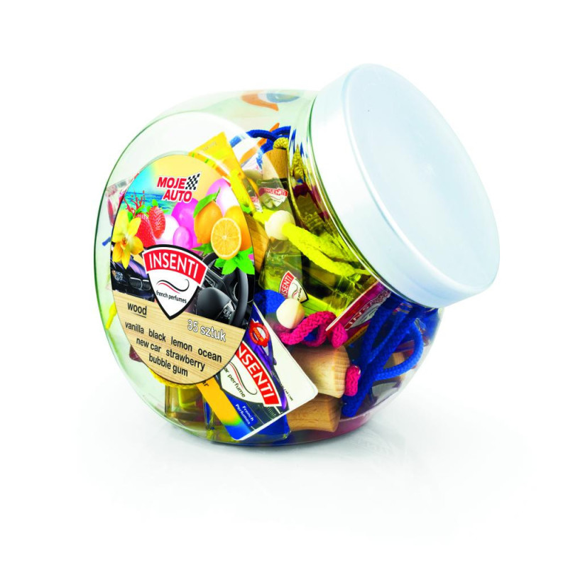 Dysplay tip borcan, INSENTI Wood Mix of scents - 35 pcs/borcan