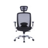 Scaun de birou, brate plastic, rotile, mesh textil, cu tetiera, Office Products Samos - negru