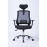 Scaun de birou, brate plastic, rotile, mesh textil, cu tetiera, Office Products Itaka - negru