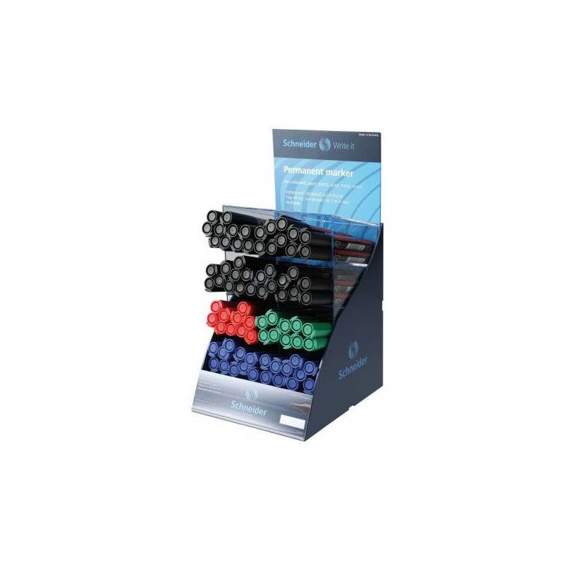 SIS Display SCHNEIDER Maxx 130, 80 markere permanente (40-negre, 20-albastre, 10-rosii, verzi)