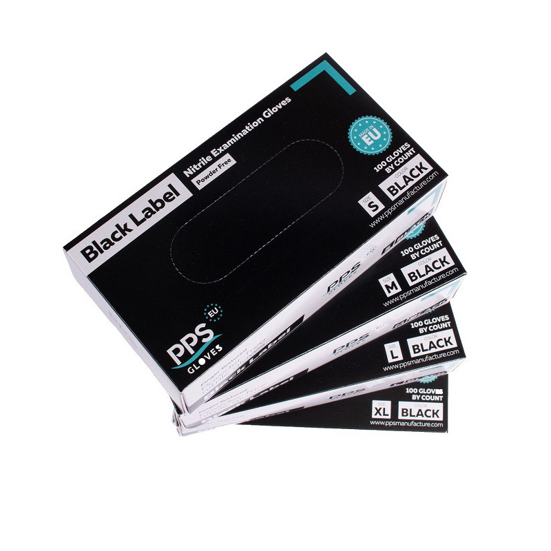 Manusi nitril PPS, unica folosinta, 100 buc/cutie - negre - marime L